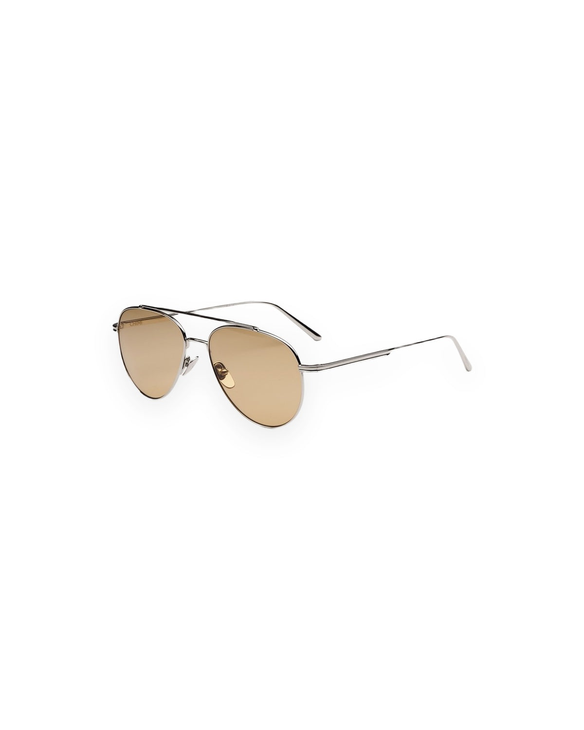 Angle view of CHIMI CC Titan Pilot Silver sunglasses.