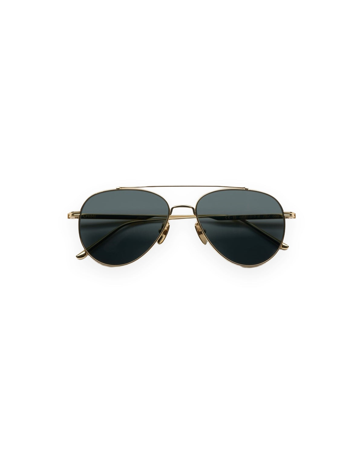 Front view of CHIMI CC Titan Pilot Gold Brown sunglasses.
