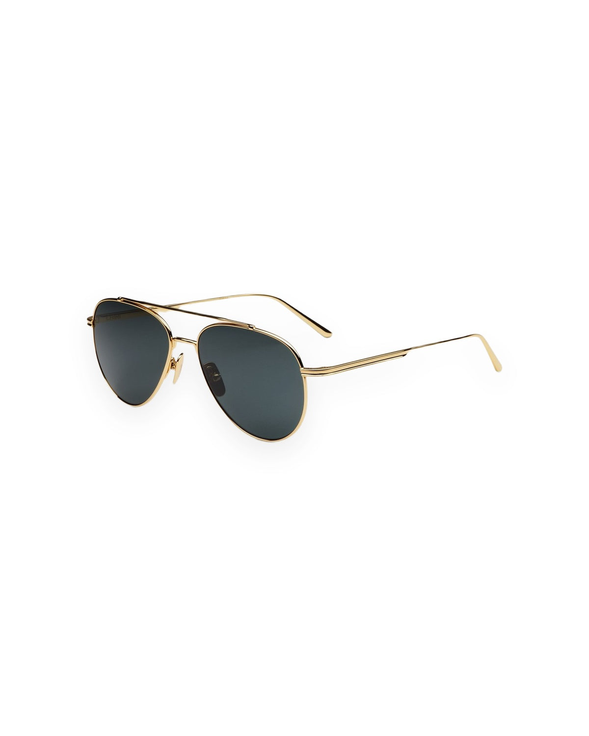 Angle view of CHIMI CC Titan Pilot Gold Brown sunglasses.