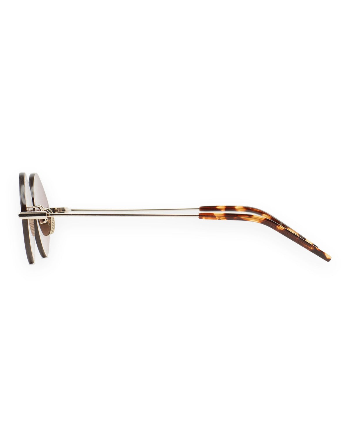 Side profile of KALEOS Cepeda Gold Brown Degrade sunglasses.
