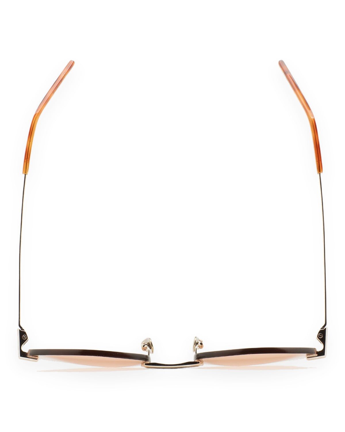 Interior view showing the rimless construction and bridge of KALEOS Cepeda Gold Brown Photochromic sunglasses.