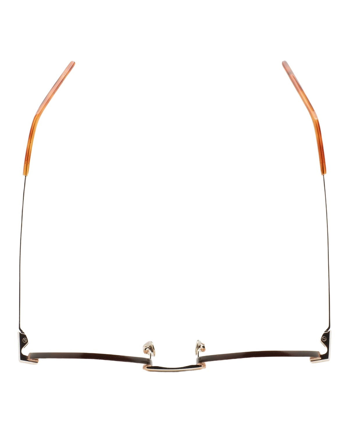 Interior view showing the rimless construction and bridge of KALEOS Cepeda Gold Brown Photochromic sunglasses.