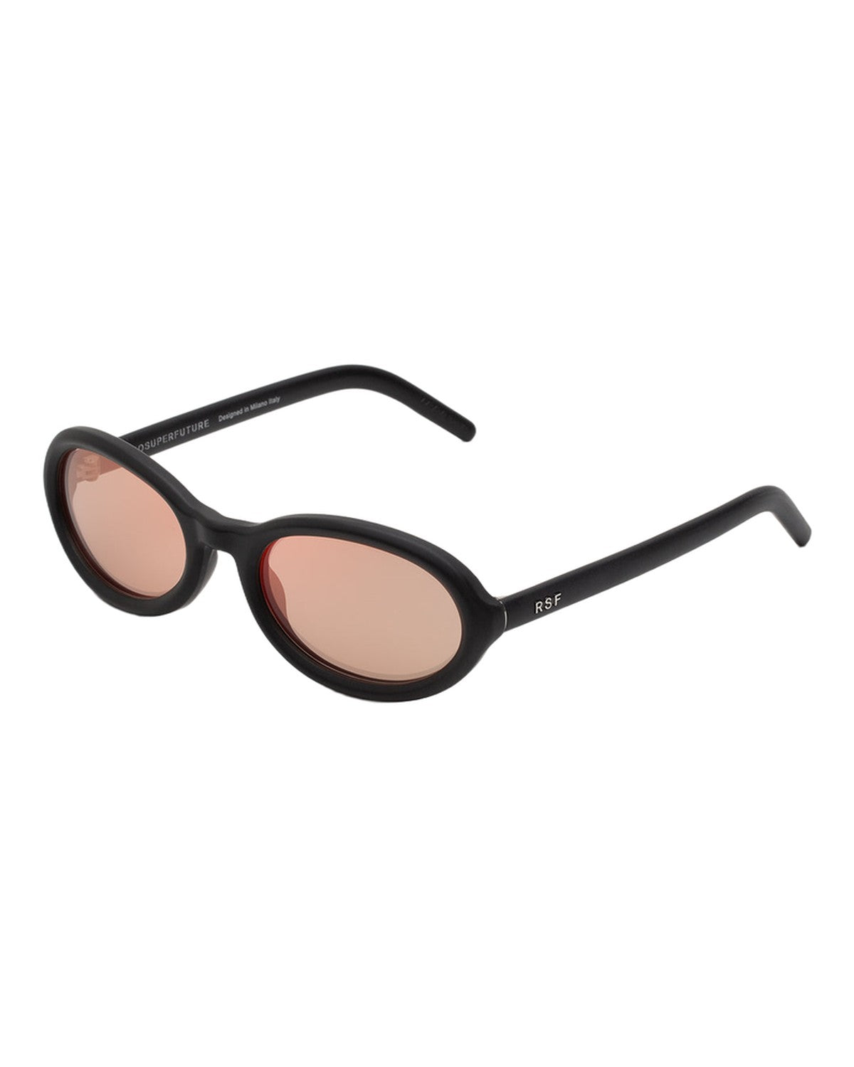 Angle view of RETROSUPERFUTURE Cherry Black Matte sunglasses.