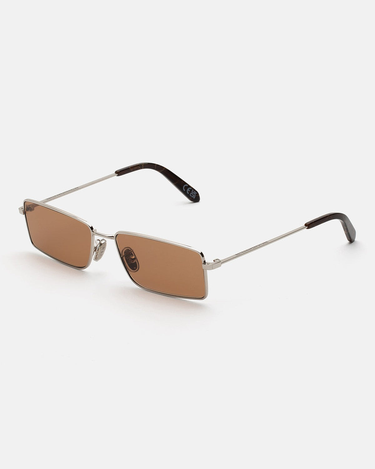 Angled view of RETROSUPERFUTURE Chopper Brown Marble sunglasses.
