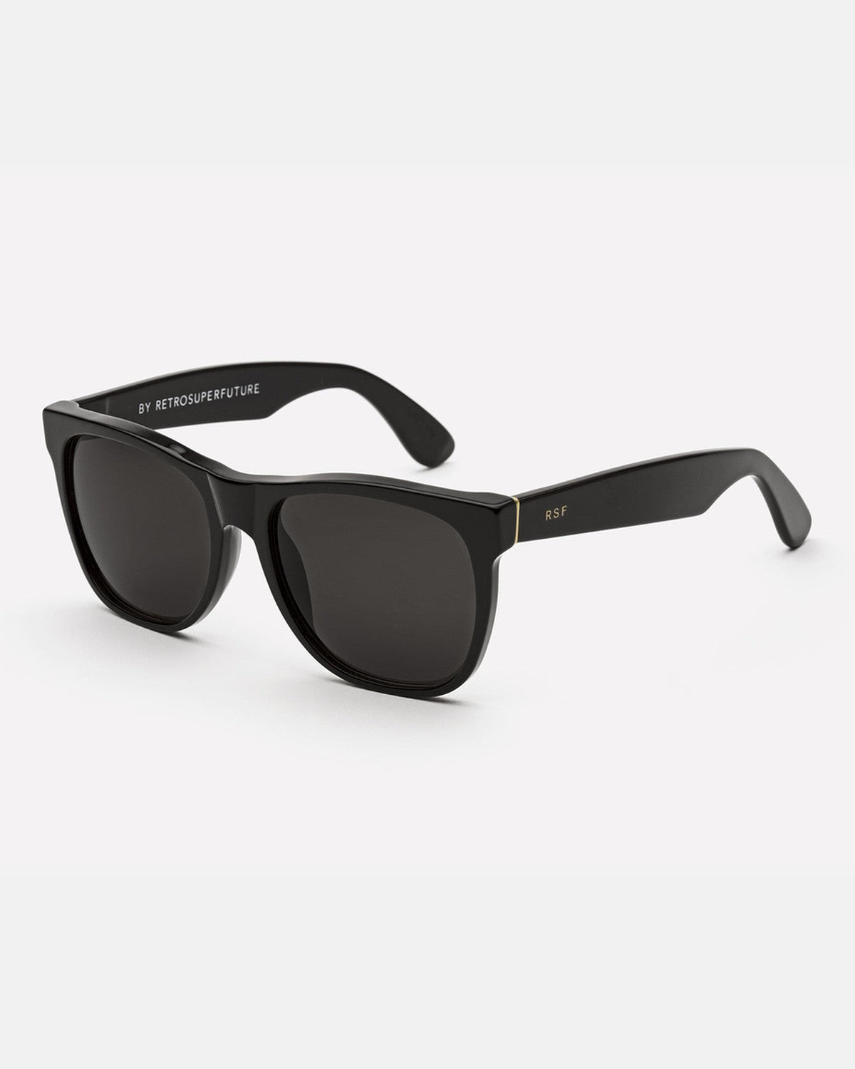 Angle view of RETROSUPERFUTURE Classic Black sunglasses.