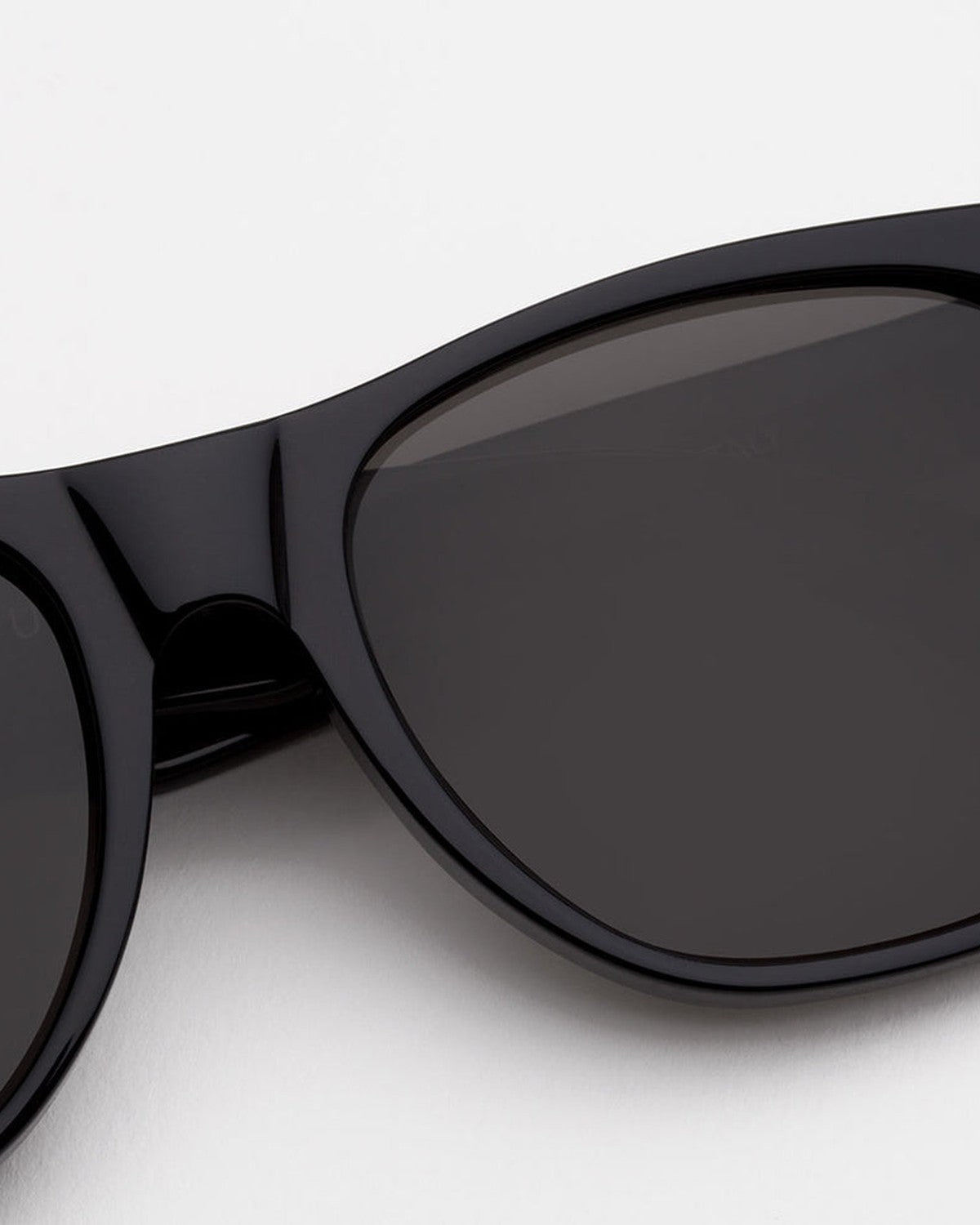 Detail of the hinge and temple on RETROSUPERFUTURE Classic Black sunglasses.