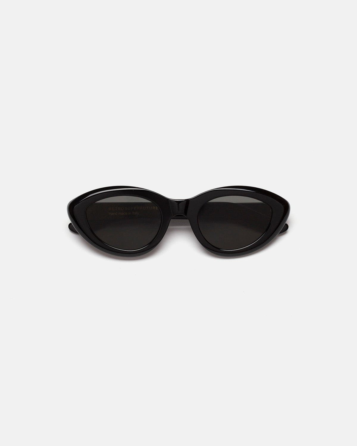 Top-down view of RETROSUPERFUTURE Cocca Black sunglasses.