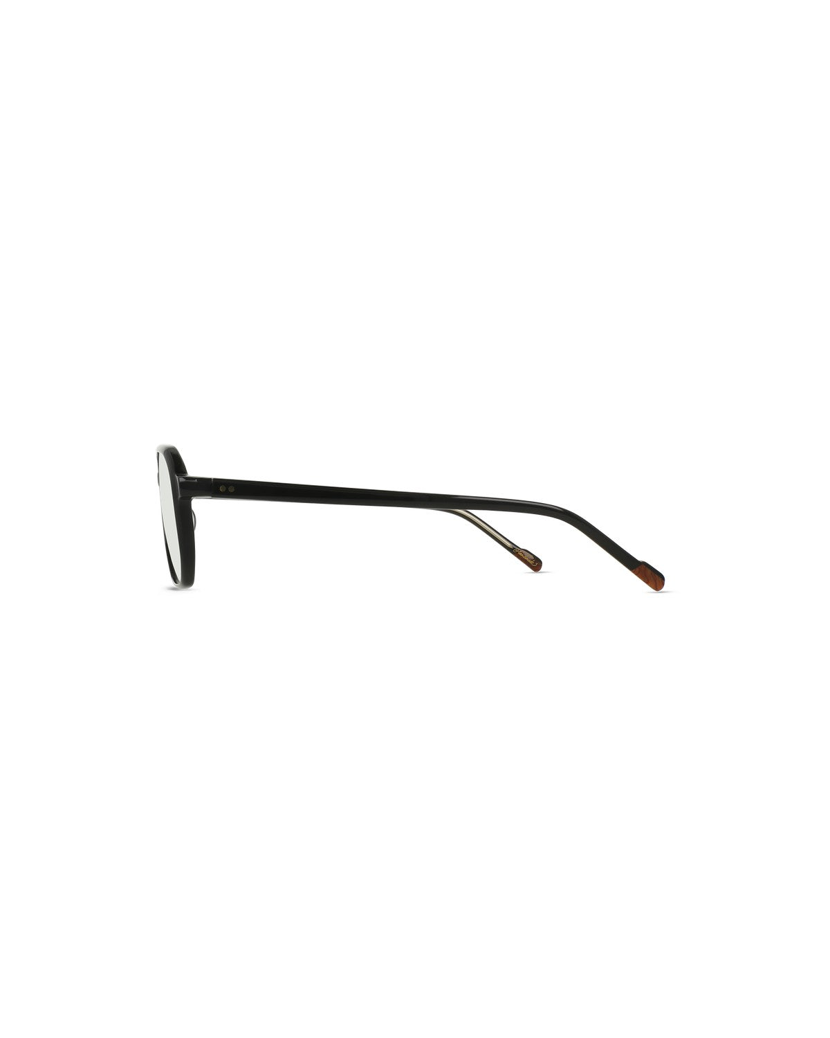 Side profile of RAEN Crom 56 Glaze Clear eyeglasses.