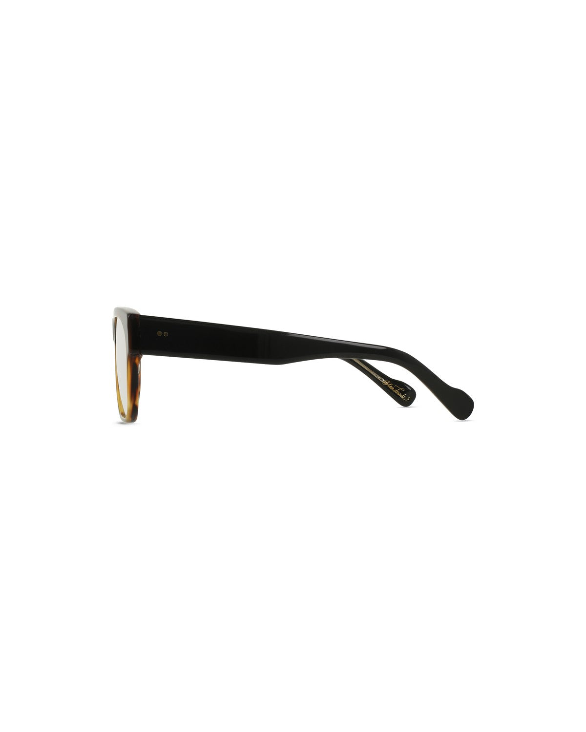 Side profile of RAEN Cynder 55 Hearth Clear eyeglasses showing the temple.