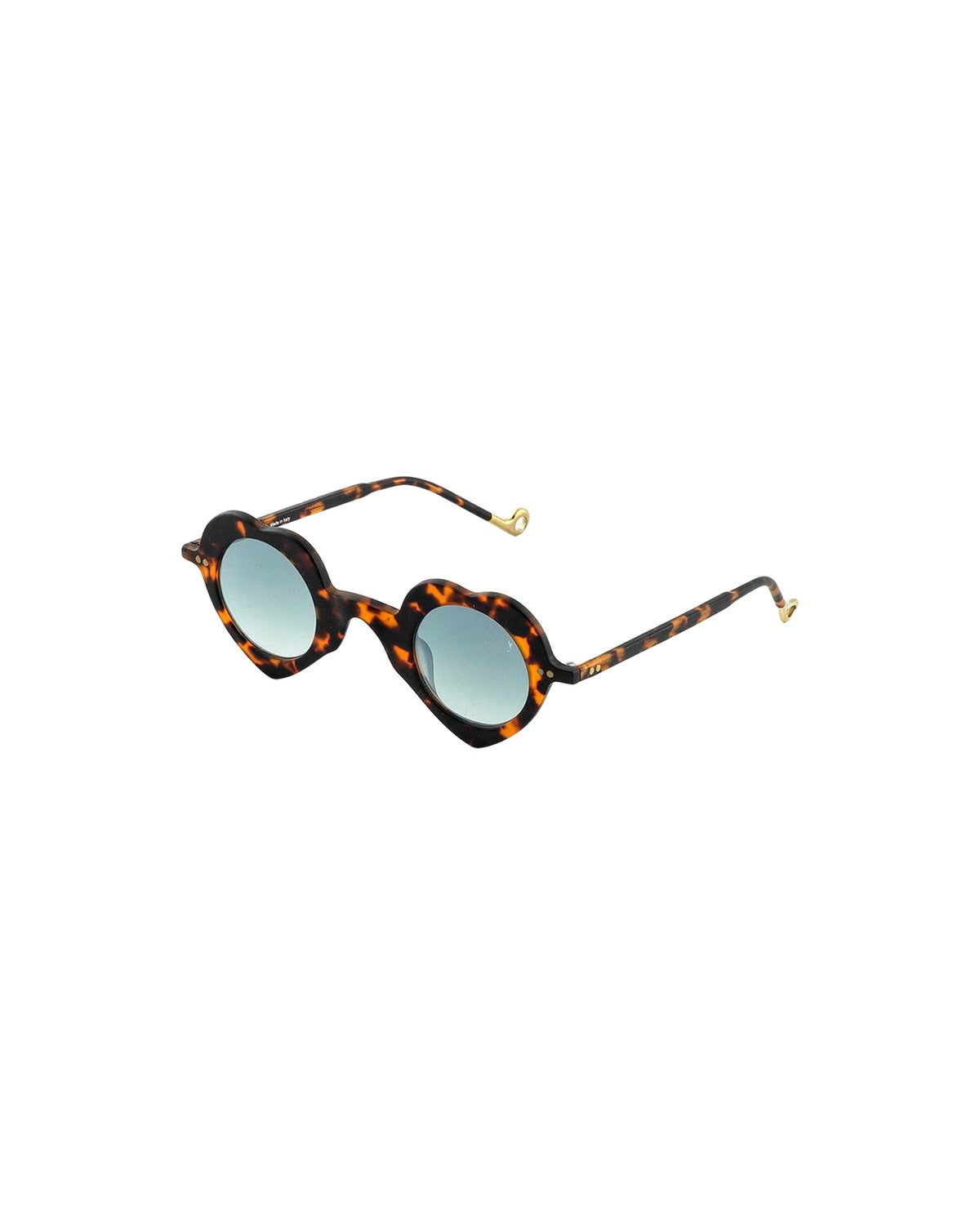 Angled view of EYEPETIZER DICIASSETTE C.I-25F sunglasses showing round lenses and curved temples.