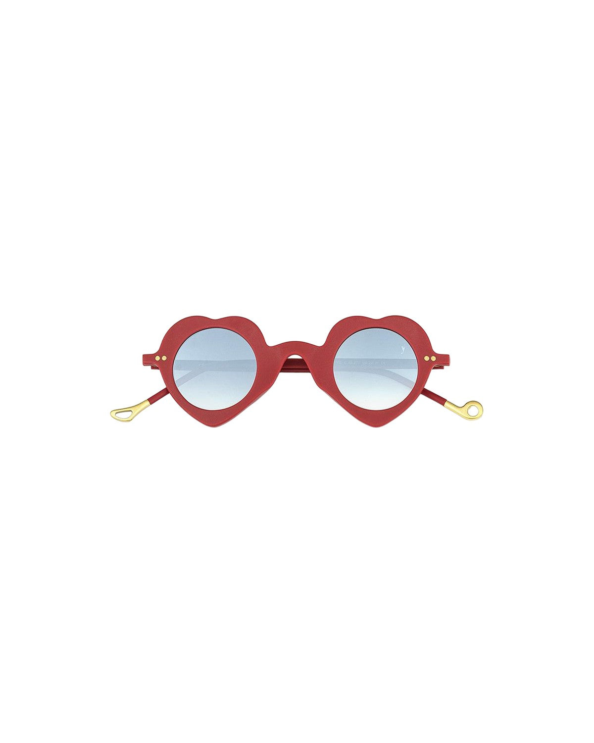 Front view of EYEPETIZER DICIASSETTE C.W-27F sunglasses with heart-shaped frames and gold-tone temple tips.