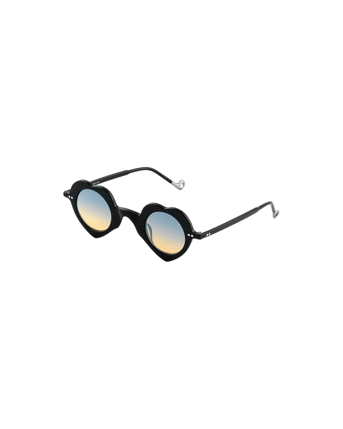 Angle view of EYEPETIZER DICIASSETTE C.A-41F sunglasses showing the temple and heart-shaped lenses.