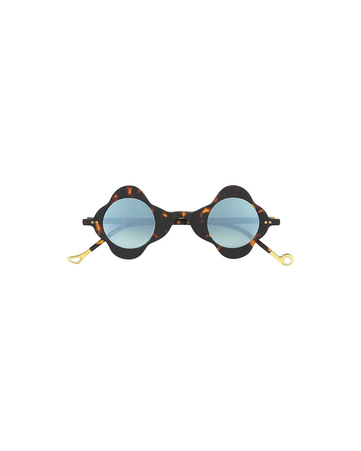 Front view of EYEPETIZER DICIOTTO C.I-25F sunglasses with round blue gradient lenses and tortoiseshell frames.