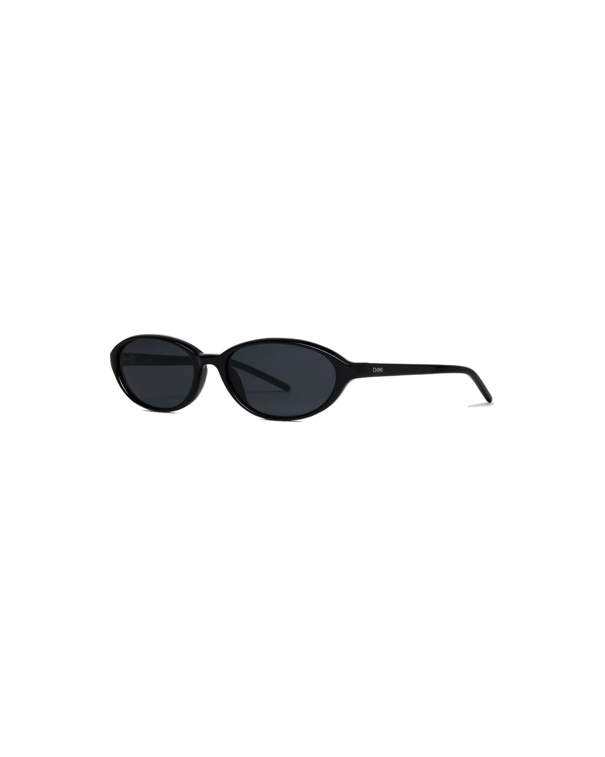 Angle view of CHIMI Ellipse Black sunglasses with extended temple.