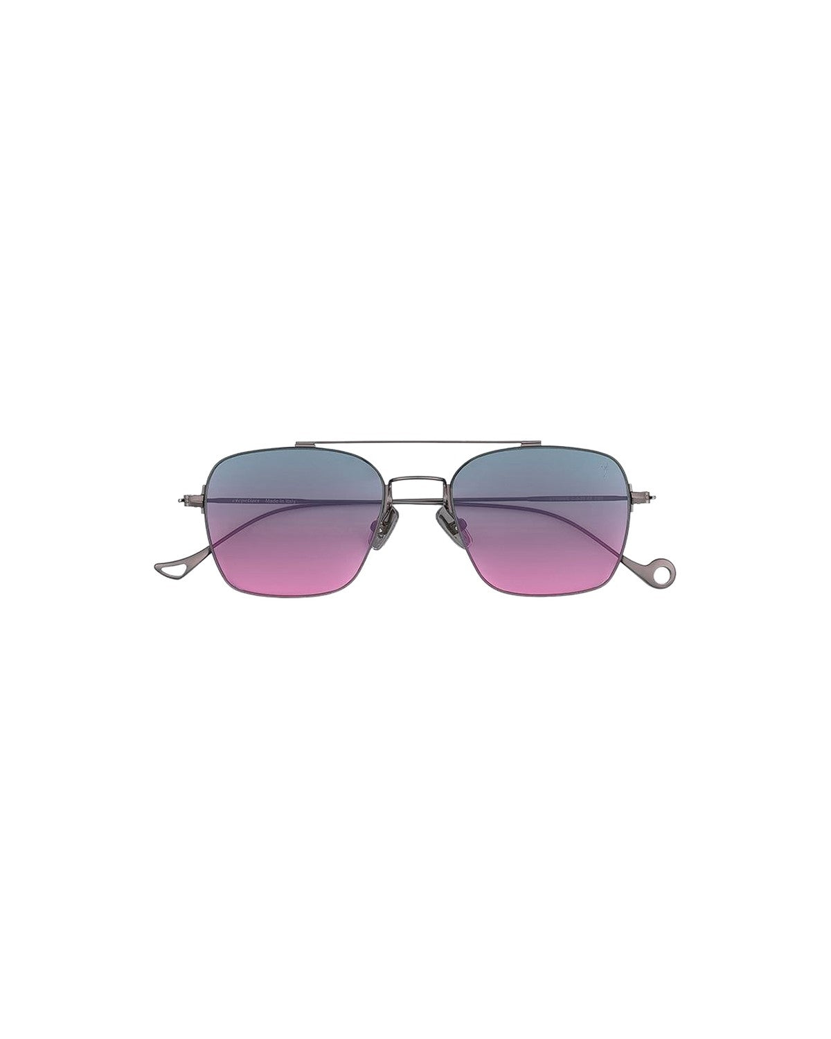 Front view of EYEPETIZER ETIENNE C.3-20 sunglasses with blue-to-pink gradient lenses and a thin gunmetal frame.