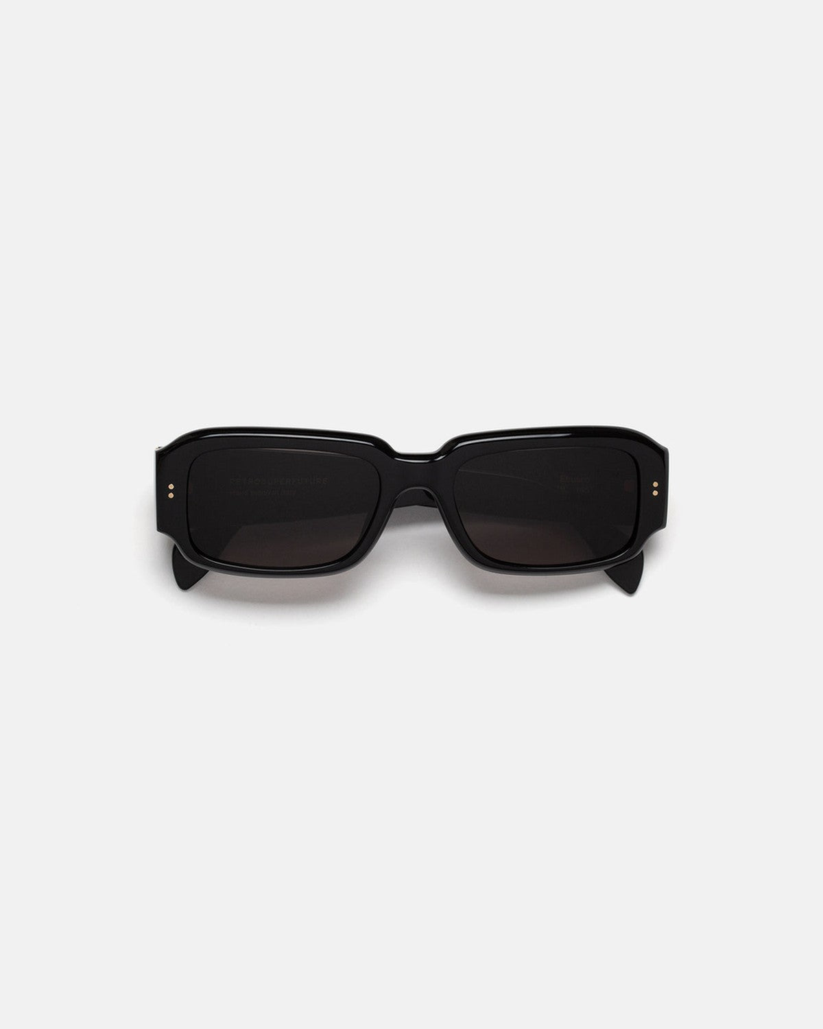 Top-down view of RETROSUPERFUTURE Etrusco Black sunglasses.