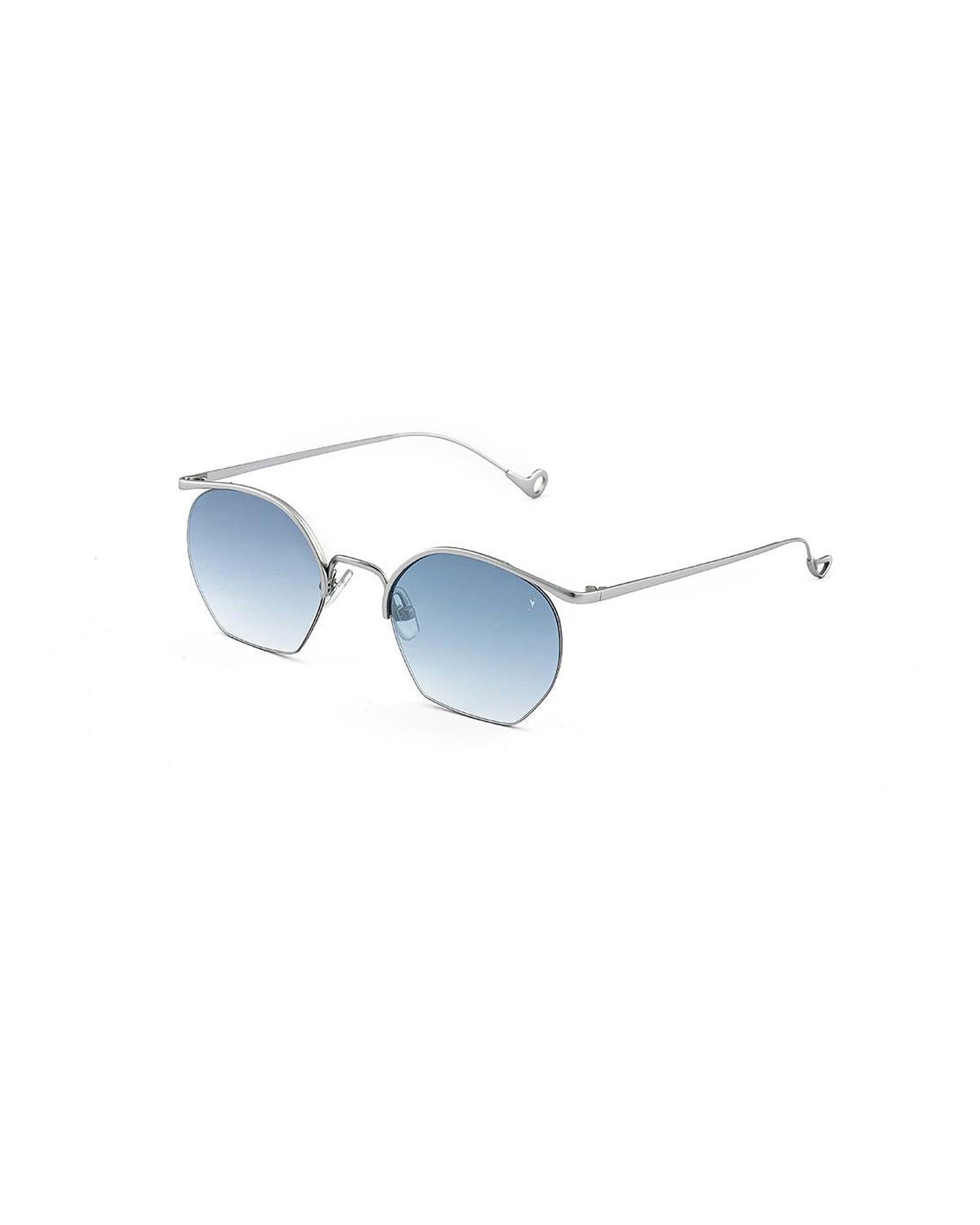 Three-quarter view of EYEPETIZER TIBERIO C.1-OP-26F sunglasses displaying the semi-rimless hexagonal shape.