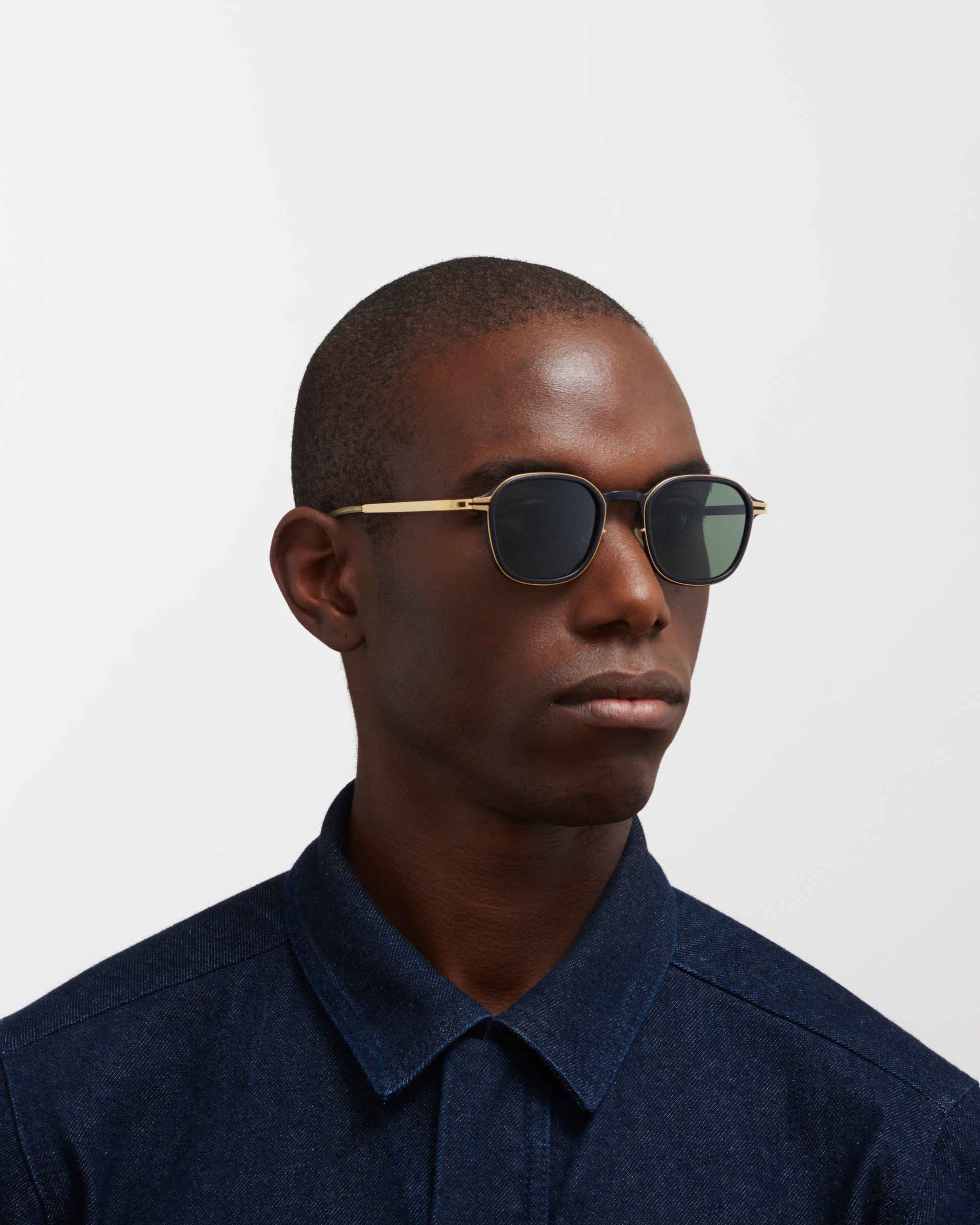 MYKITA FIR MH7 PITCH BLACK/GLOSSY GOLD Pitch Black/Glossy Gold / Polarized Pro Green 15
