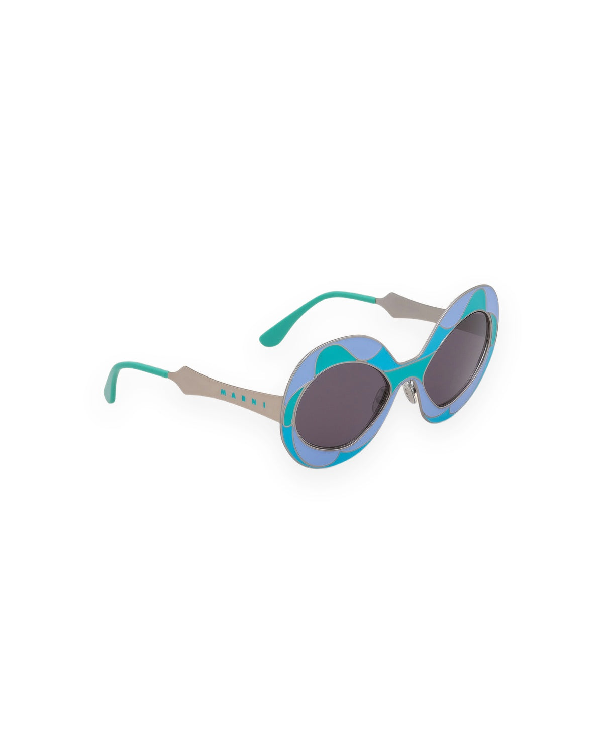 Angle view of MARNI Fontana Multicolor Enamel Mosaic sunglasses.