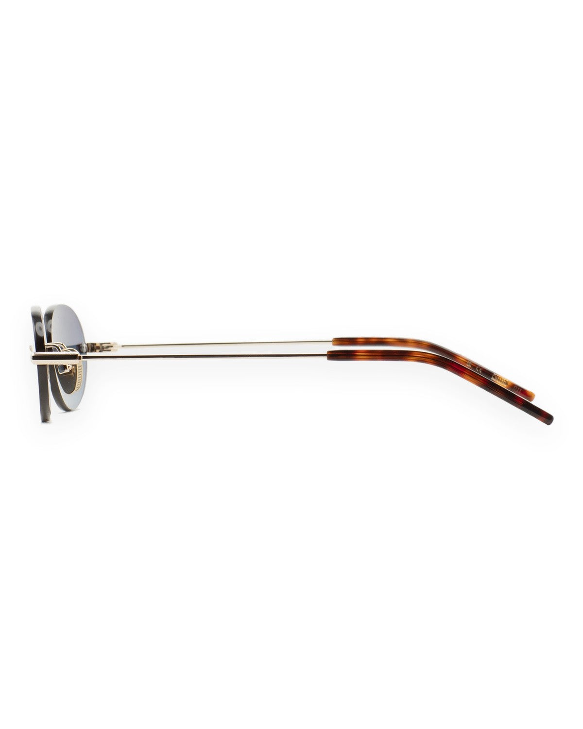 Side profile of KALEOS Fuentes Gold Gradient Blue sunglasses.