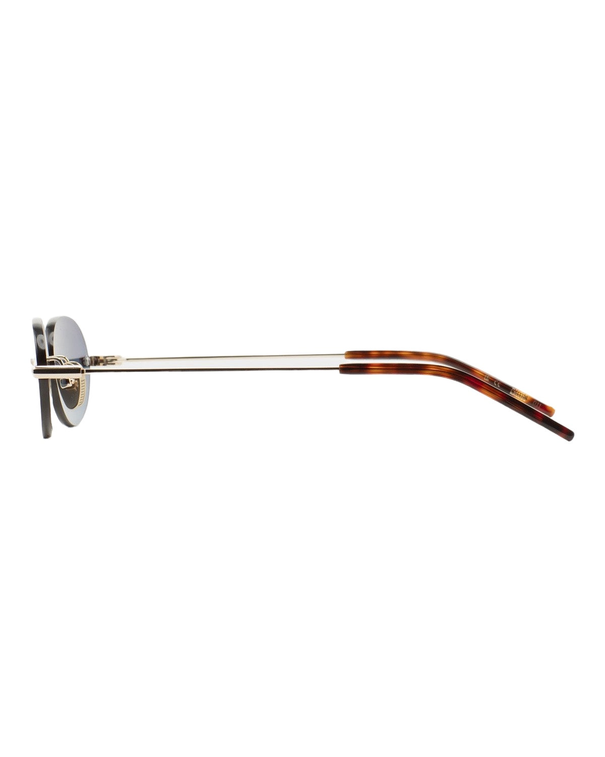 Side profile of KALEOS Fuentes Gold Gradient Blue sunglasses.