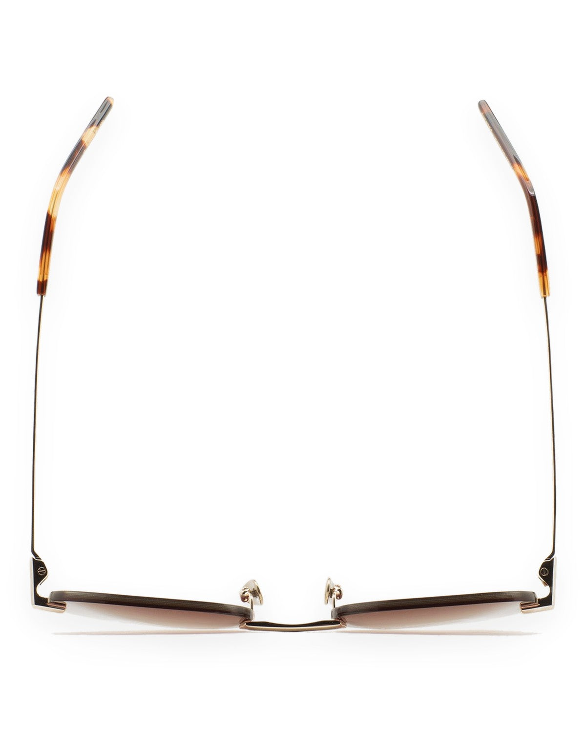 Top-down view of KALEOS Fuentes Gold Brown Gradient sunglasses showing temples.