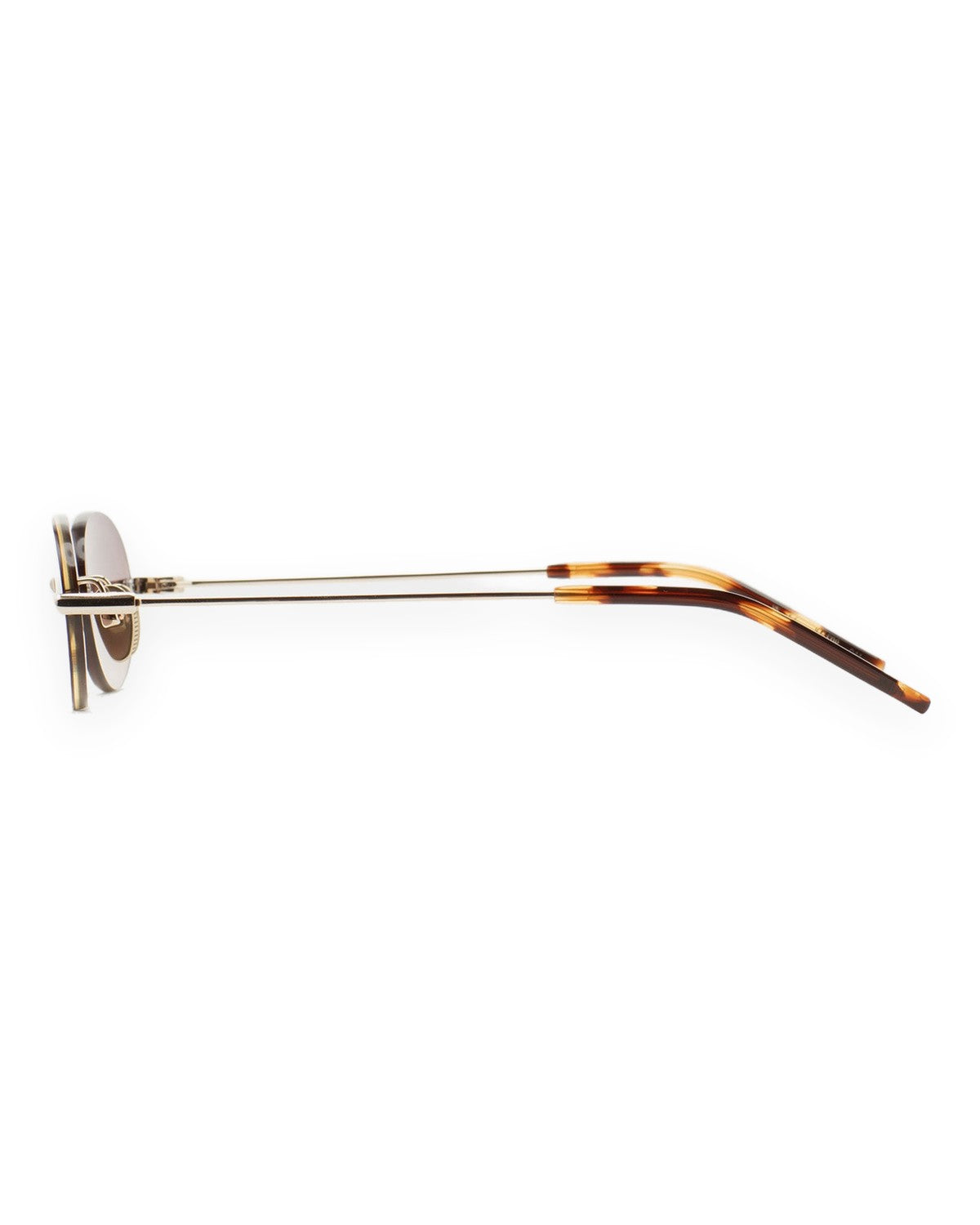 Side profile of KALEOS Fuentes Gold Brown Gradient sunglasses.