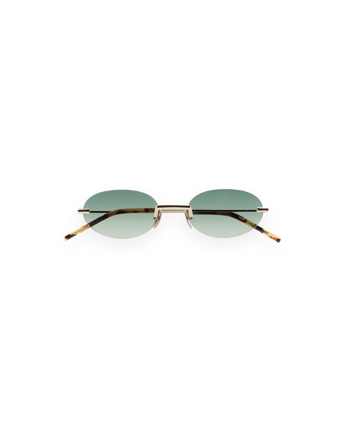 Front view of KALEOS Fuentes Gold Gradient Green sunglasses.
