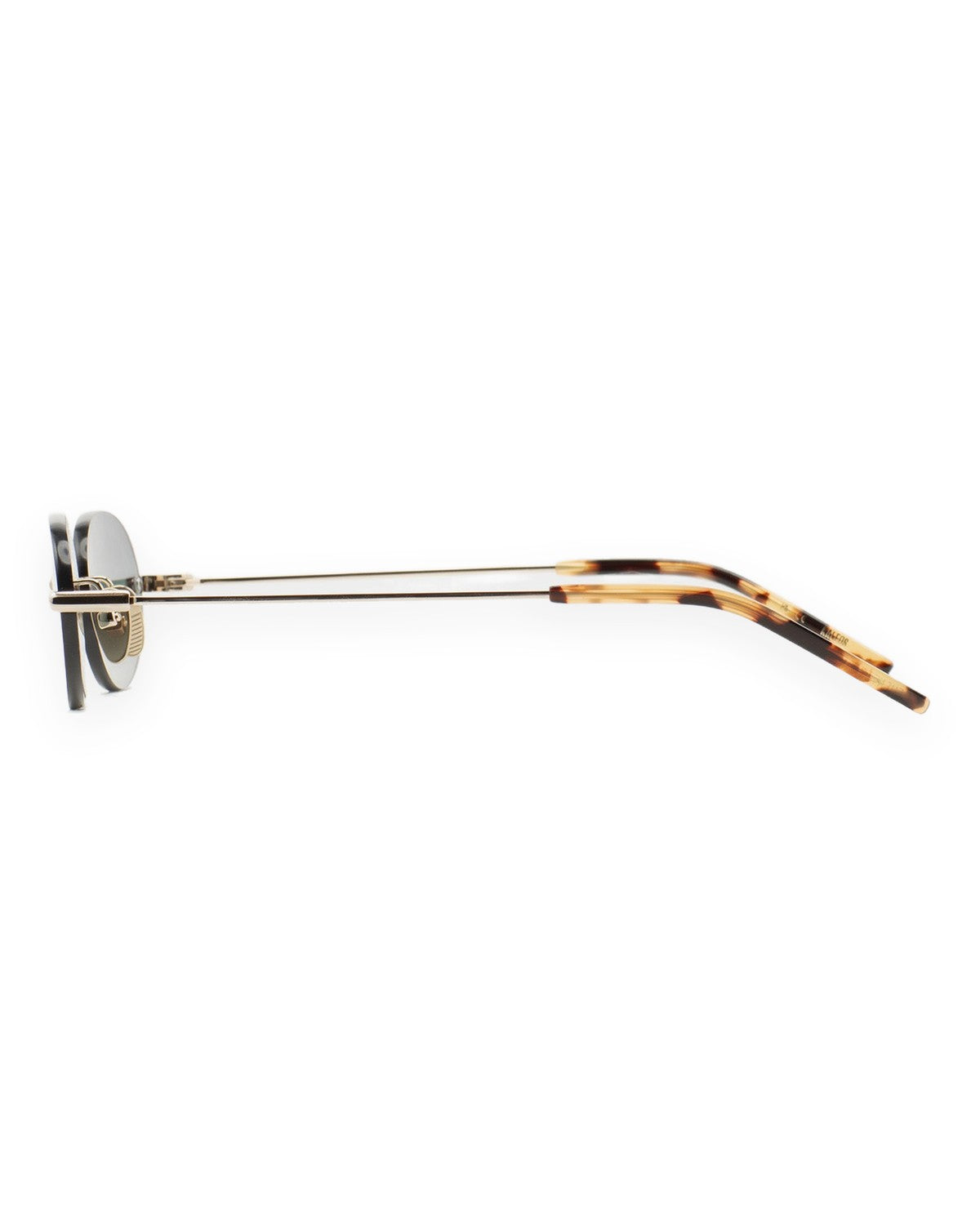 Side profile of KALEOS Fuentes Gold Gradient Green sunglasses.
