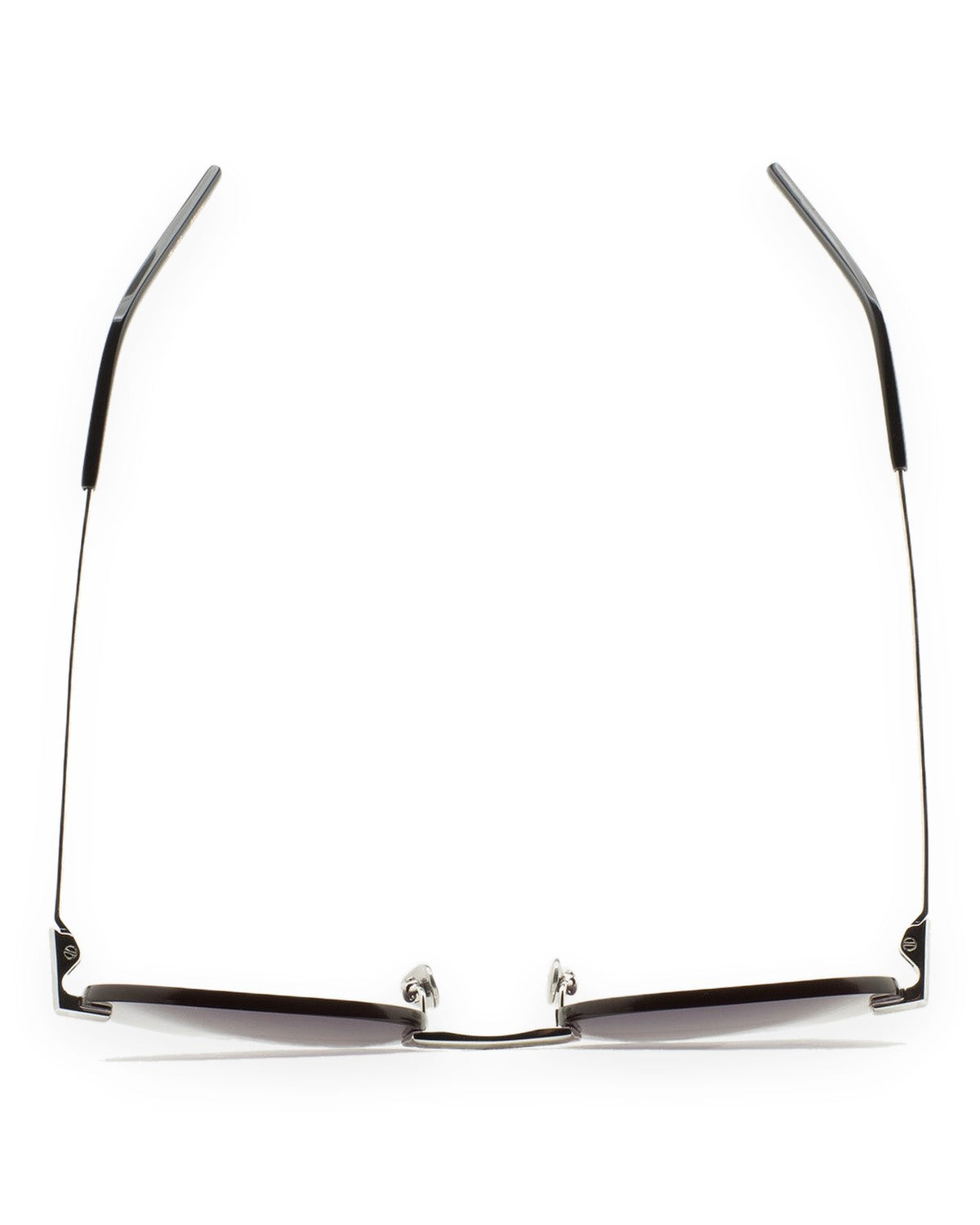 Top-down view of KALEOS Fuentes Silver Black Gradient sunglasses showing temples.