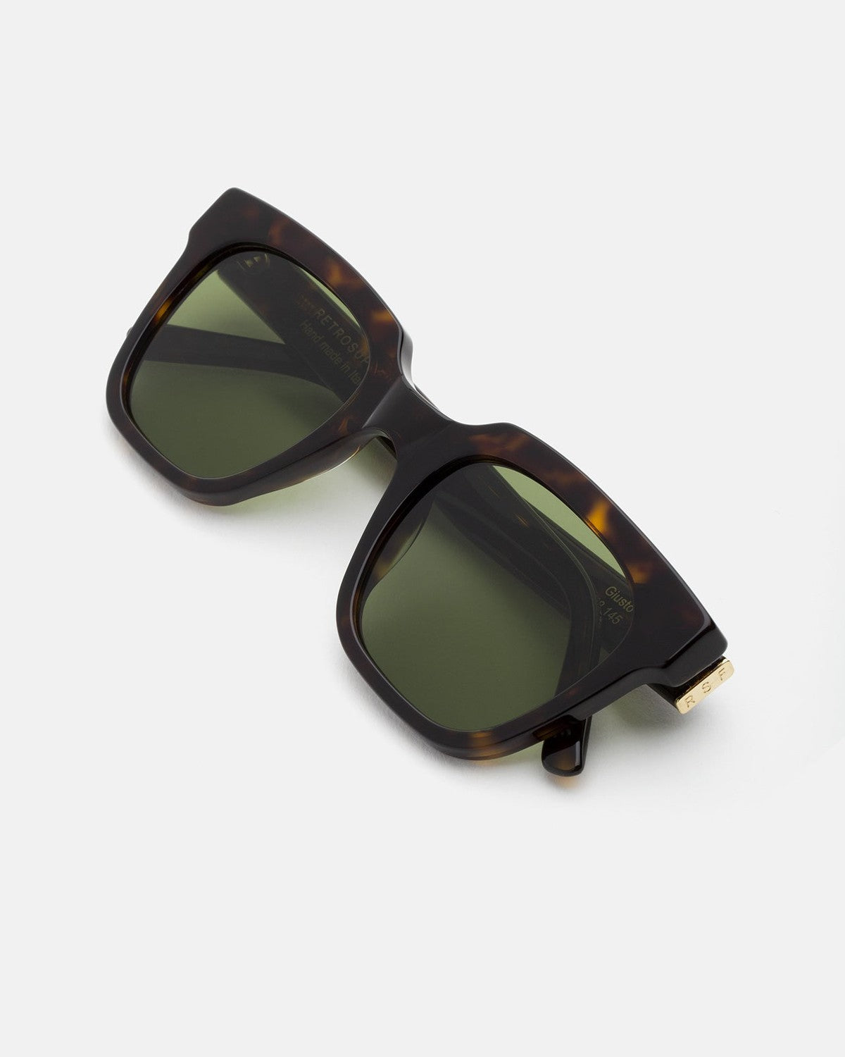 Overhead view of folded RETROSUPERFUTURE Giusto 3627 sunglasses.