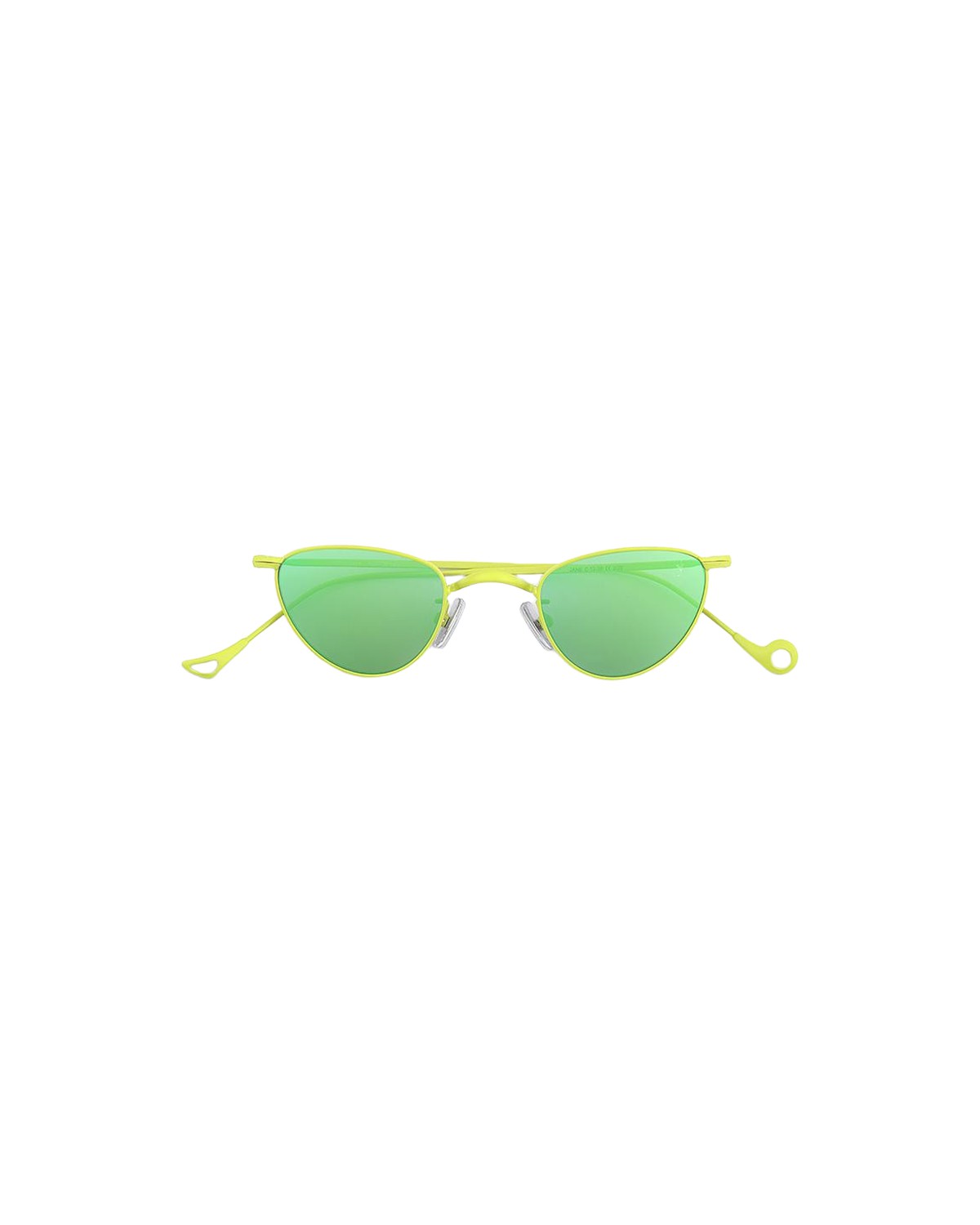 Front view of EYEPETIZER JANE C.12-36 sunglasses with green lenses and yellow metal frame.