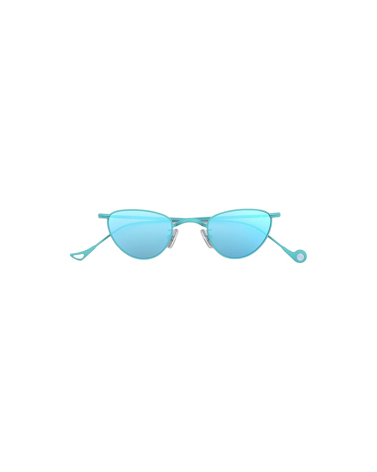 Front view of EYEPETIZER JANE C.14-38 sunglasses with blue mirror lenses and matching turquoise frame.