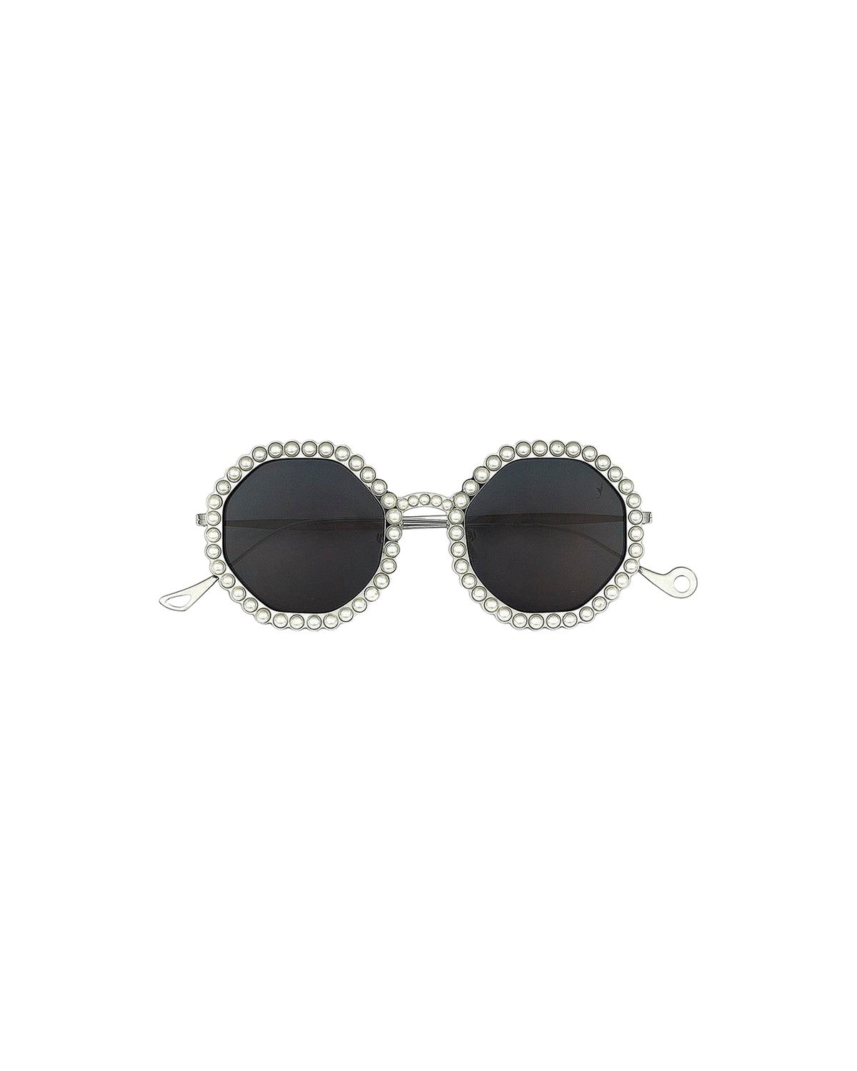Front view of EYEPETIZER JORDAN C.1-39 sunglasses with pearl-embellished round frames.