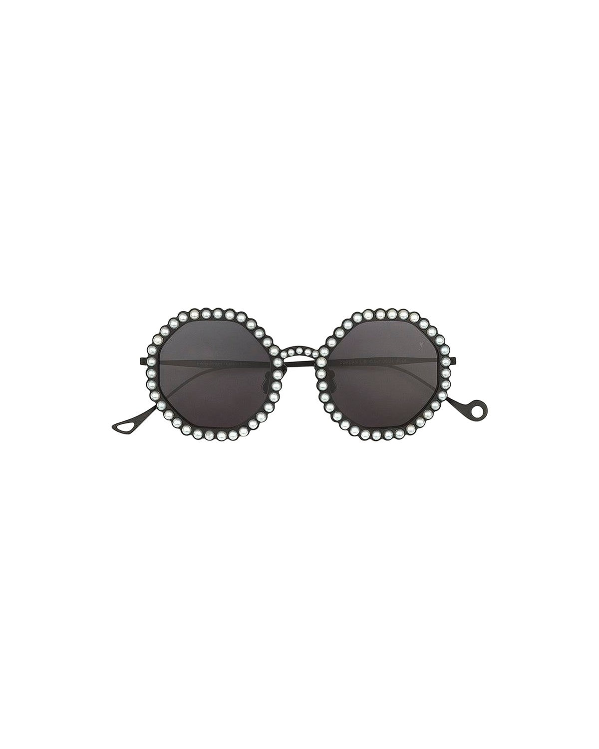 Front view of EYEPETIZER JORDAN C.6-7 sunglasses with pearl-studded round frames.
