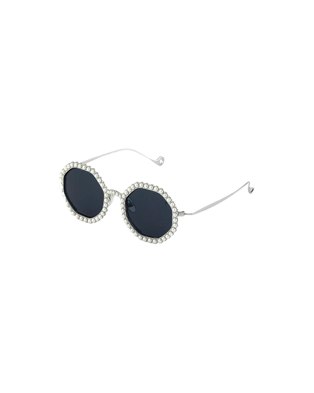 Angled view of EYEPETIZER JORDAN C.1-39 sunglasses showing temples and pearl-trimmed lenses.