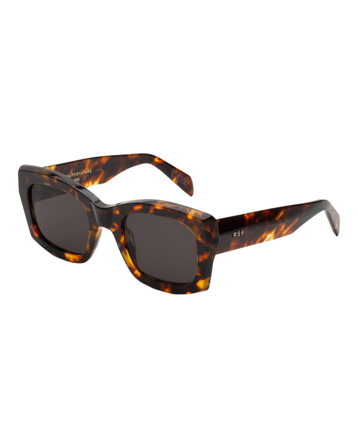 Angle view of RETROSUPERFUTURE Komori Burnt Havana sunglasses.