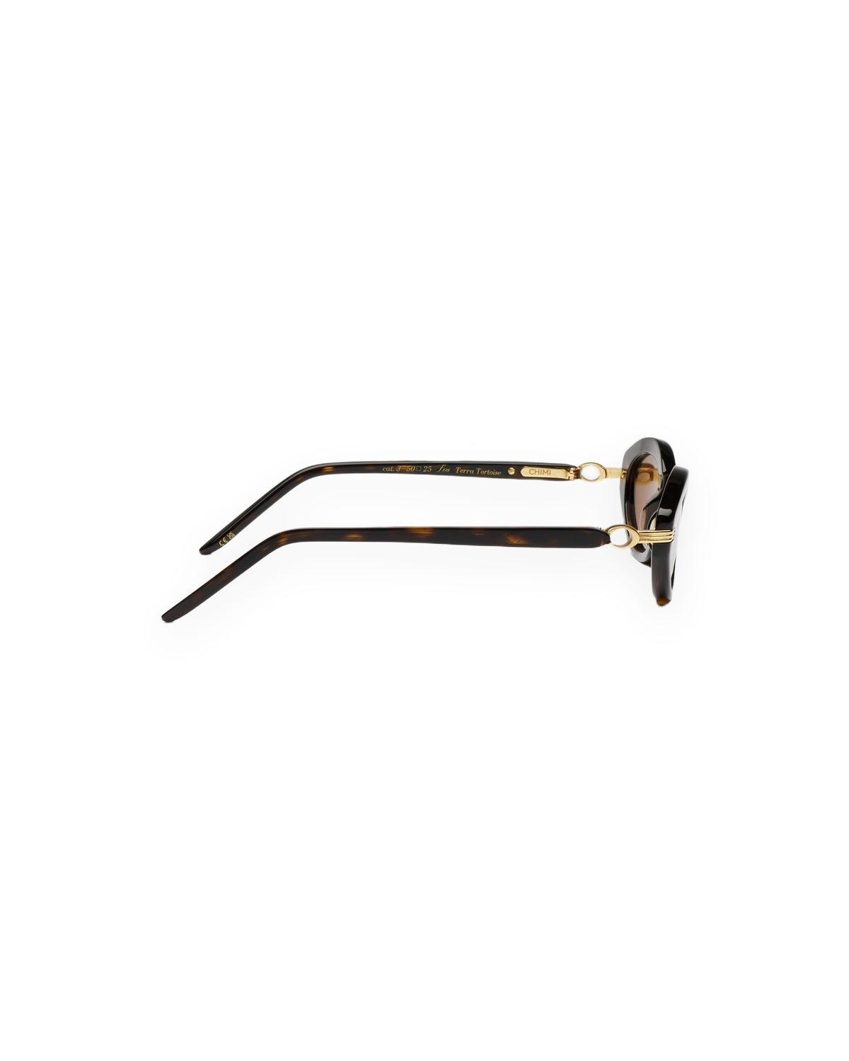 Side view of CHIMI Lou Terra Tortoise Brown sunglasses showing the temple.