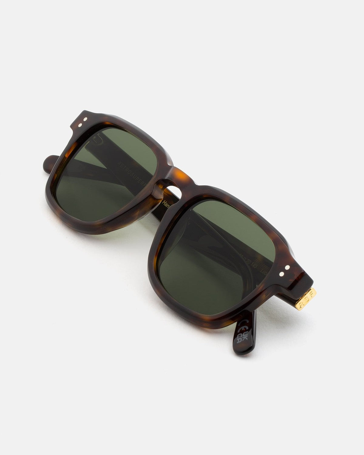 Overhead view of folded RETROSUPERFUTURE Luce 3627 sunglasses.