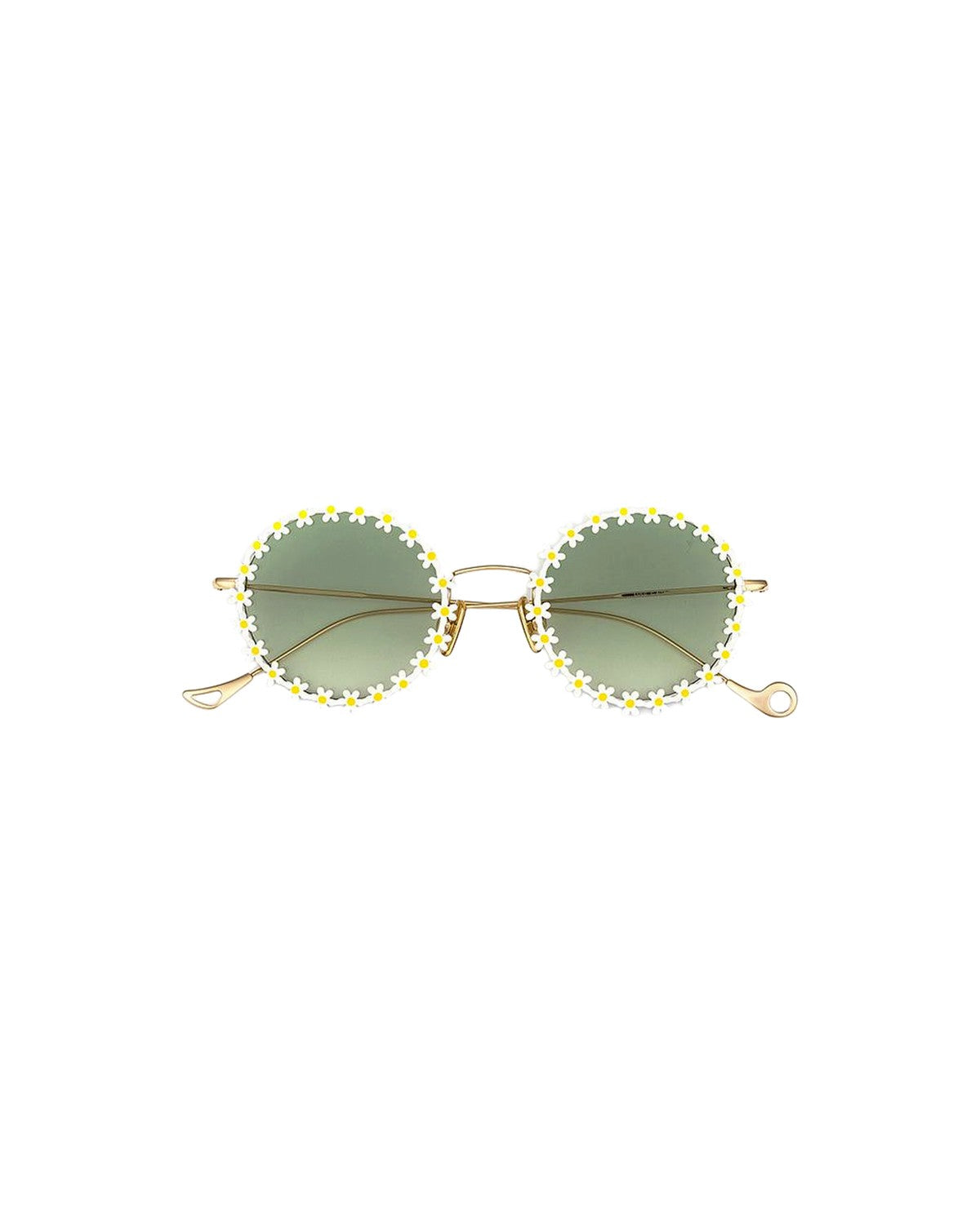 Front view of EYEPETIZER LULU' C.4/16-31 sunglasses with round lenses and daisy embellishments.