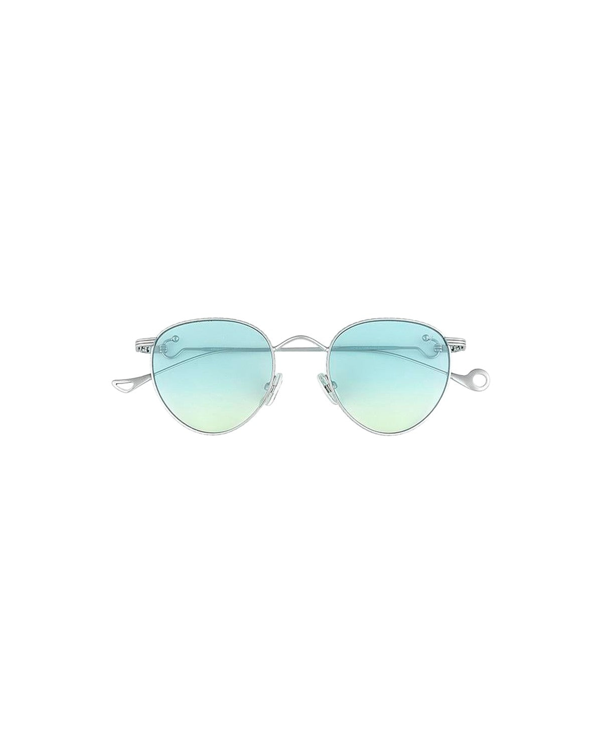 Front view of EYEPETIZER LUNE C.1-23F sunglasses with gradient blue-to-yellow lenses and silver metal frames.