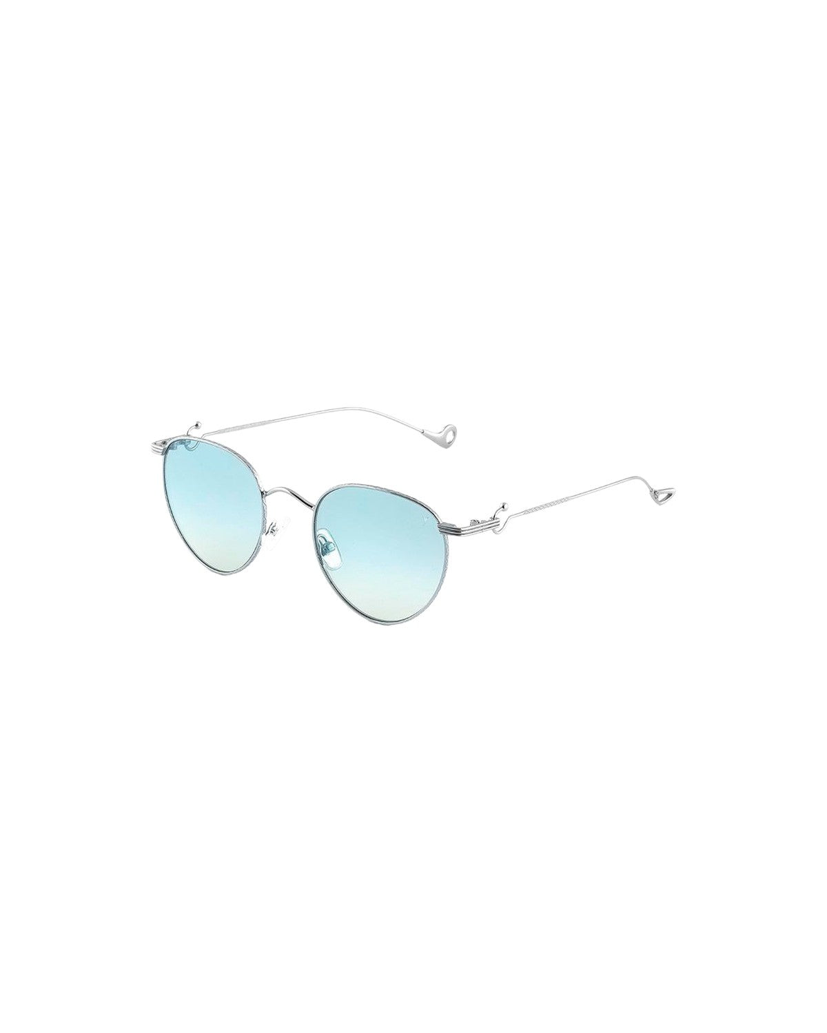 Angled view of EYEPETIZER LUNE C.1-23F sunglasses showing round gradient lenses and ball-tipped temples.