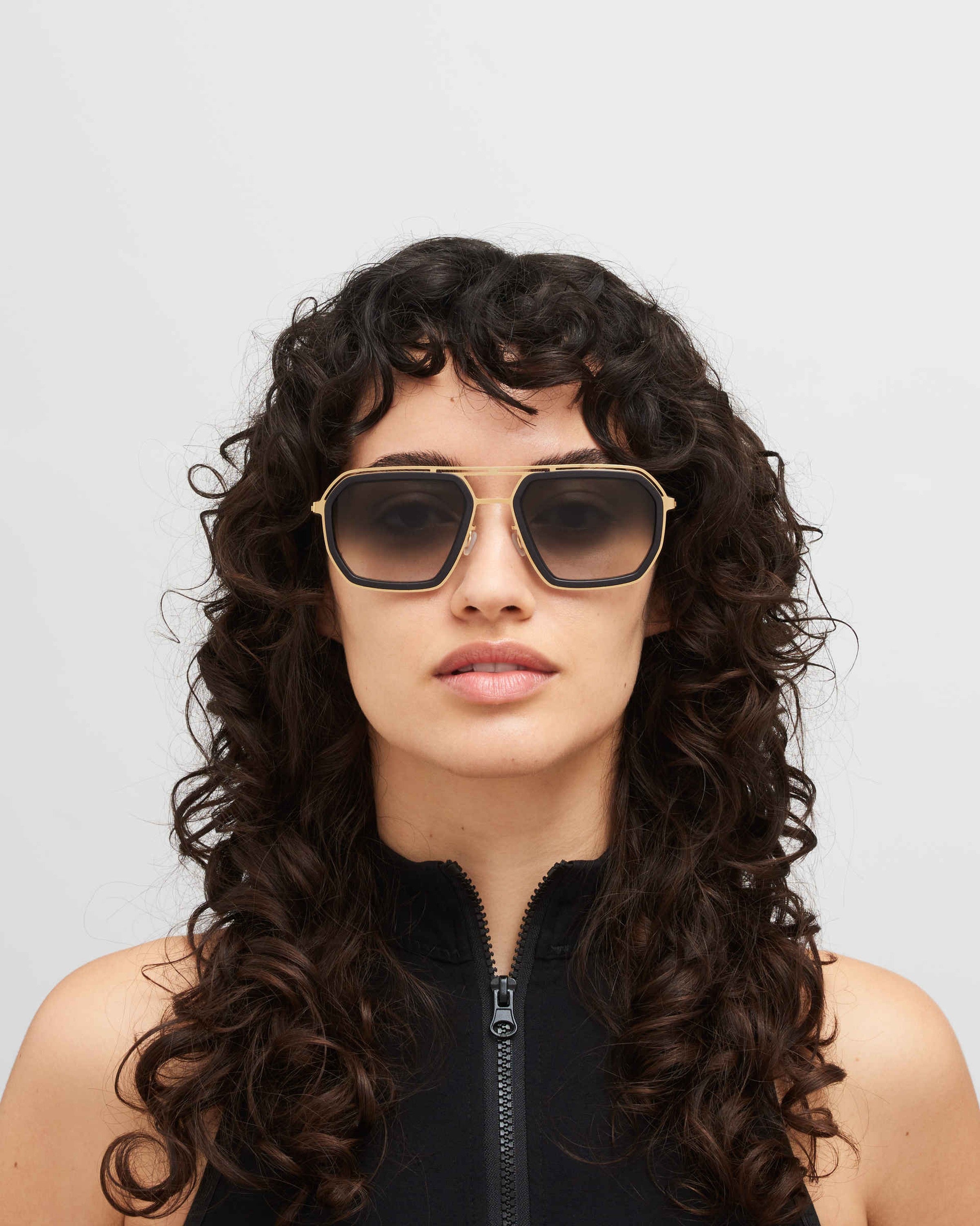 MYKITA MOJAVE MH7 PITCH BLACK/GLOSSY GOLD Pitch Black/Glossy Gold / Rawblack Gradient