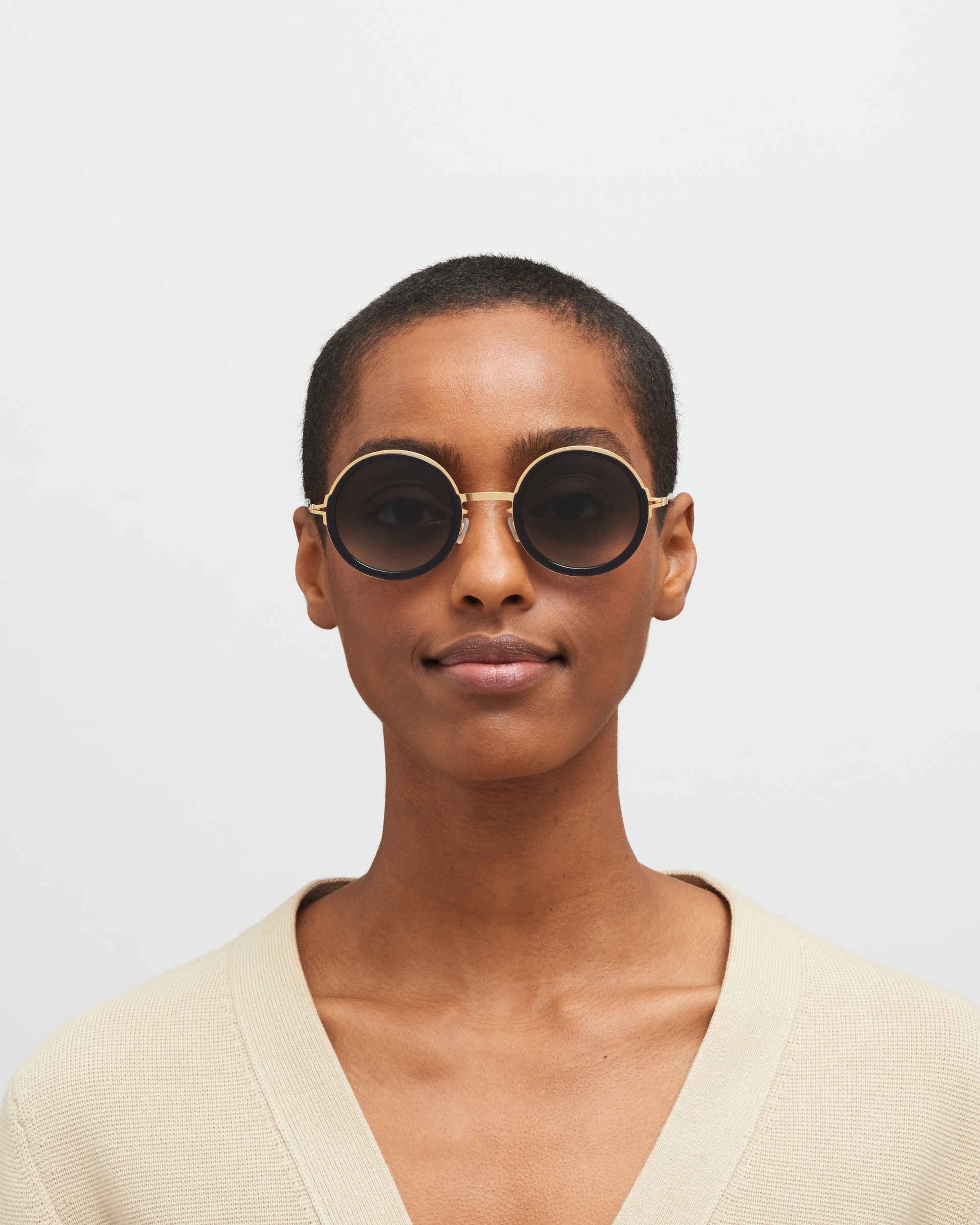 MYKITA MONROE A76 GLOSSY GOLD/MILKY INDIGO Glossy Gold/Milky Indigo / Raw Black Gradient
