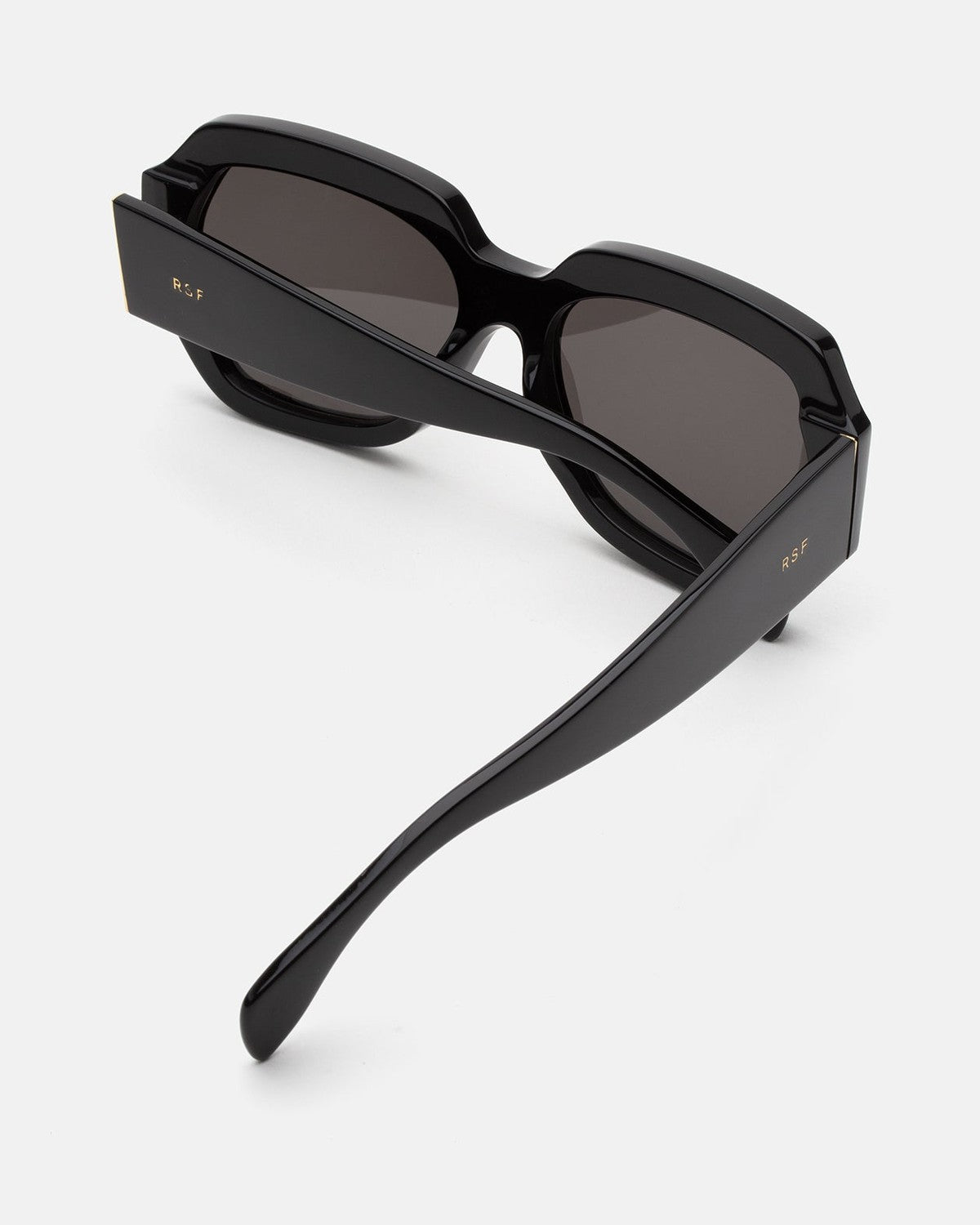 Overhead view of RETROSUPERFUTURE Nala Black sunglasses showing the temples.