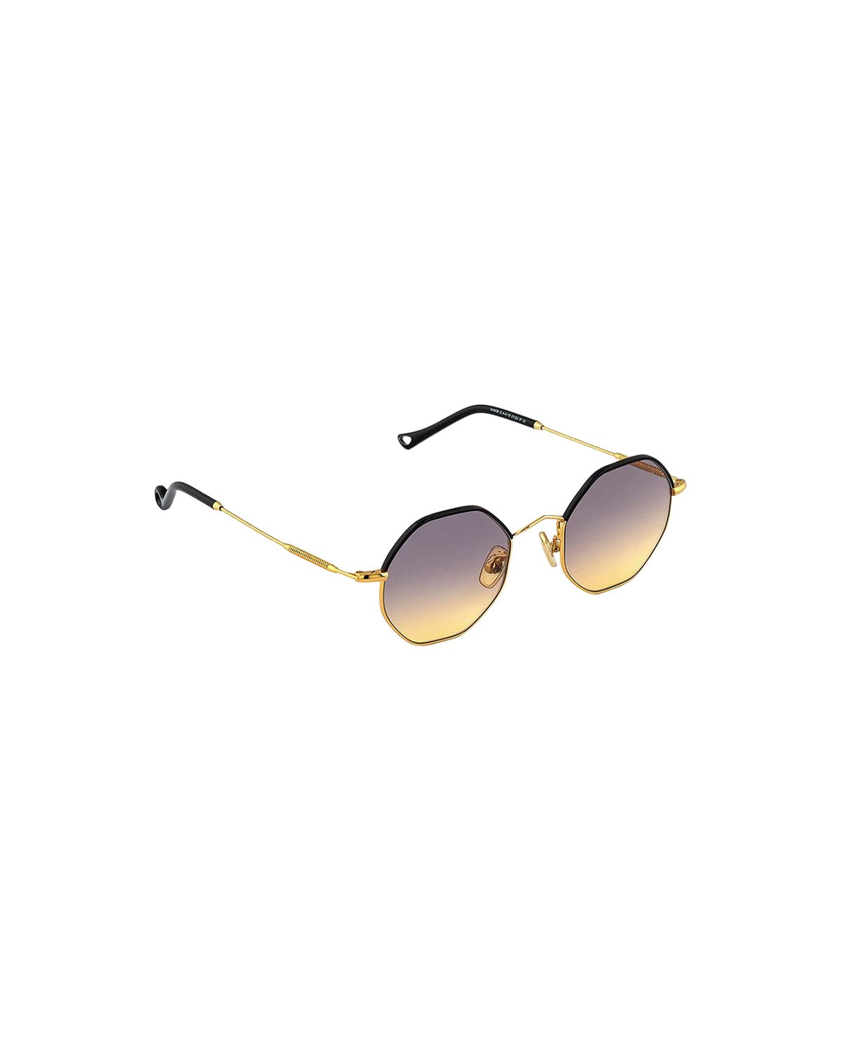 Angle view of EYEPETIZER NAMIB C.4-A-19 sunglasses showing the round shape and gold temples.