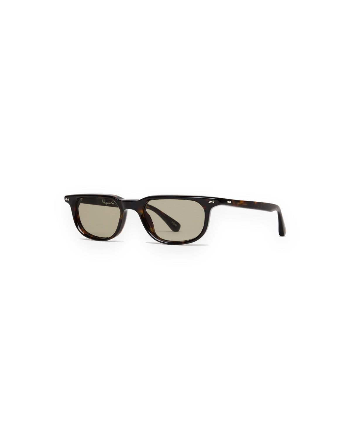 Three-quarter angle of CHIMI Novis Tortoise Green sunglasses.