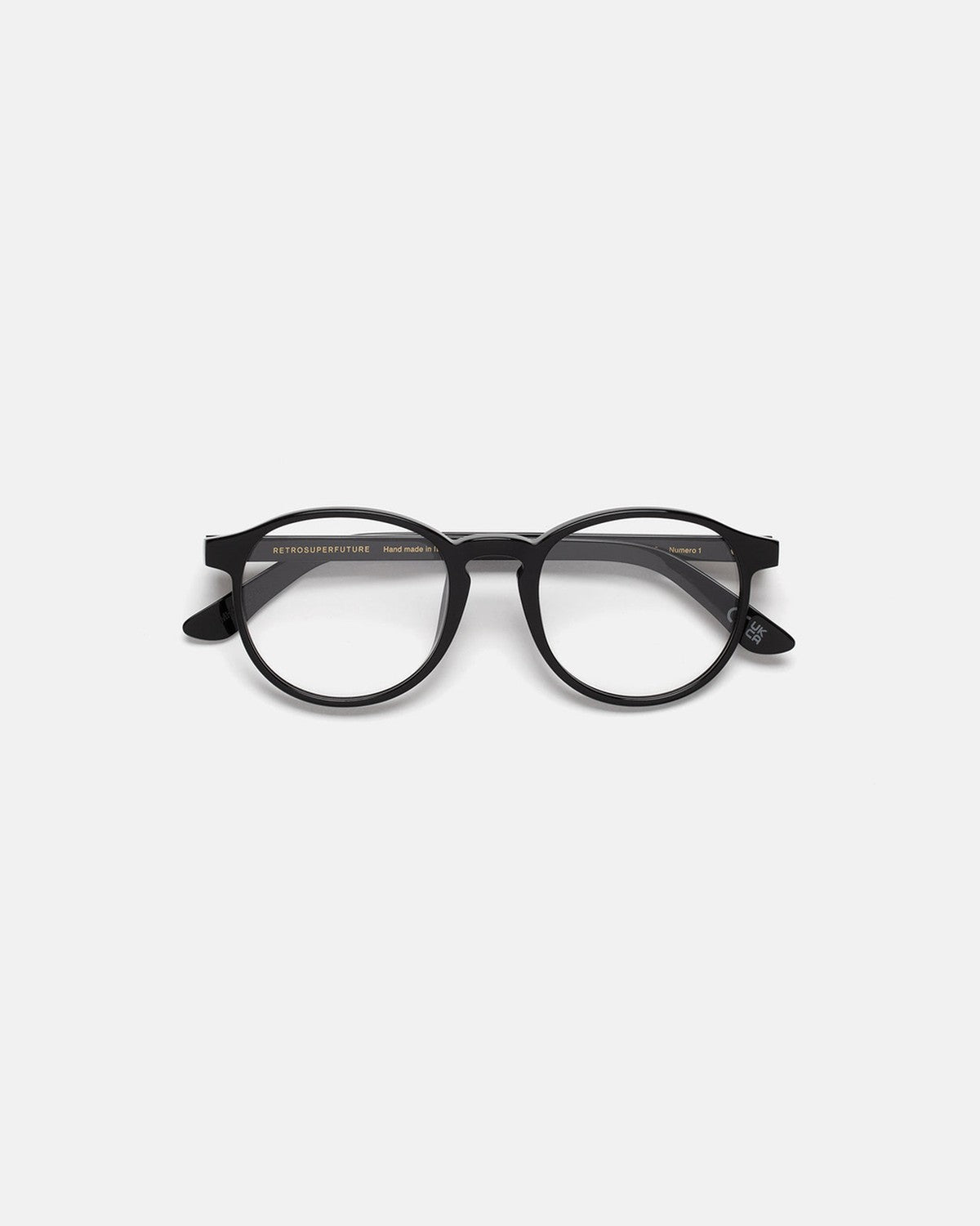 Front view of RETROSUPERFUTURE Numero 01 Black sunglasses.