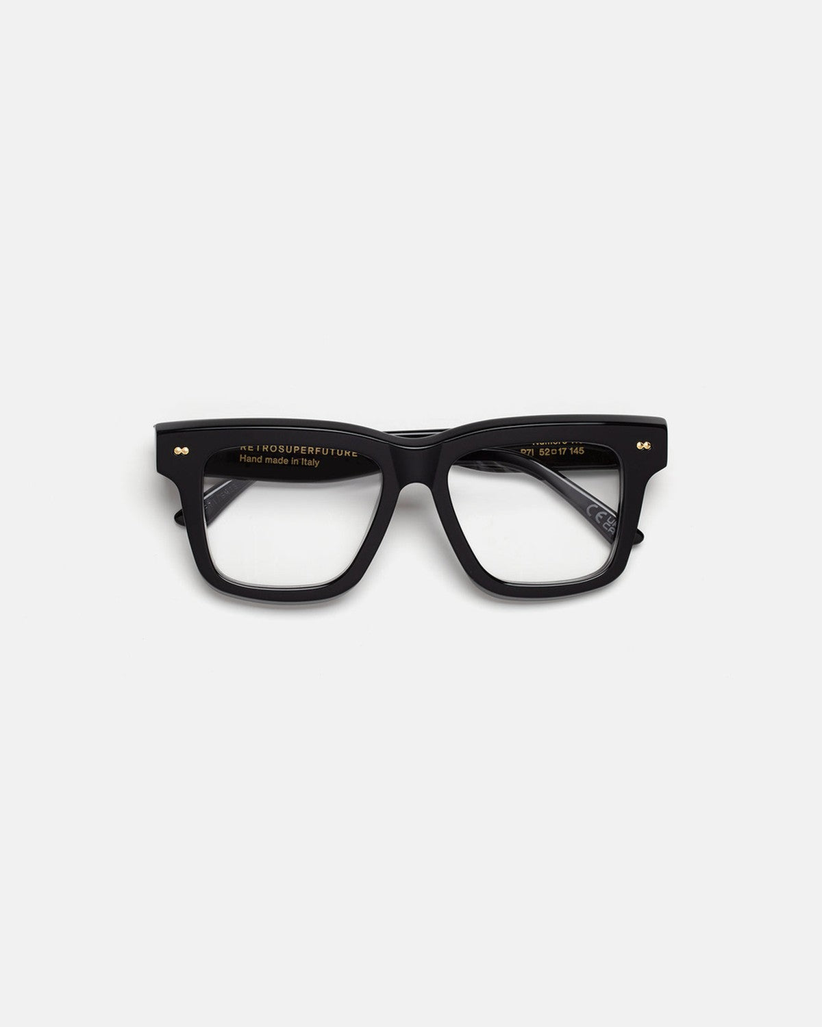 Front view of RETROSUPERFUTURE Numero 116 Nero sunglasses folded flat.