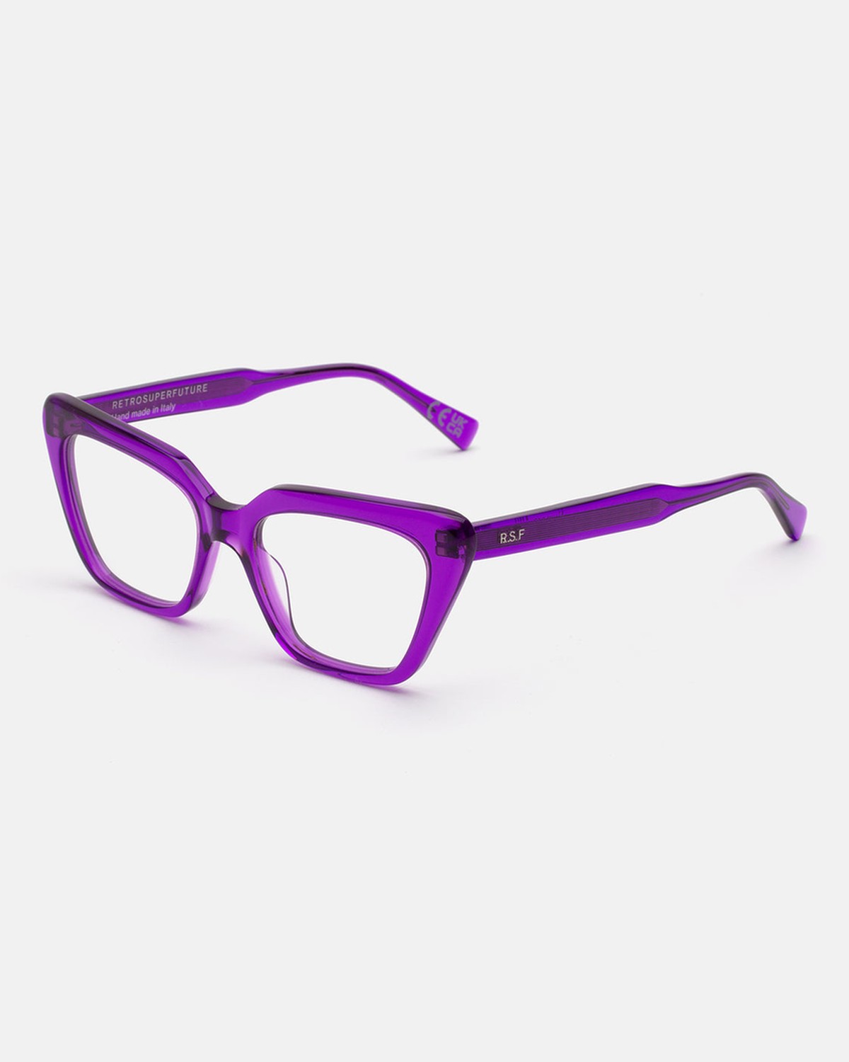 Angle view of RETROSUPERFUTURE Numero 122 Purple sunglasses.